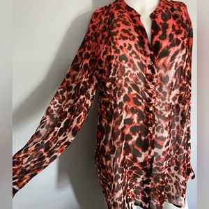 CALVIN KLEIN Leopard Tunic Blouse.  SMALL